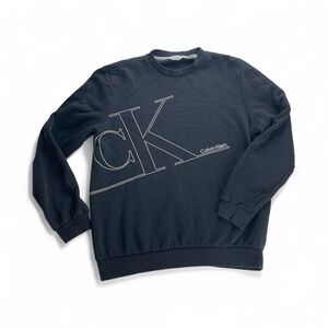Calvin Klein‎ Black Crew Neck Pullover Graphic Logo Sweatshirt Mens Medium